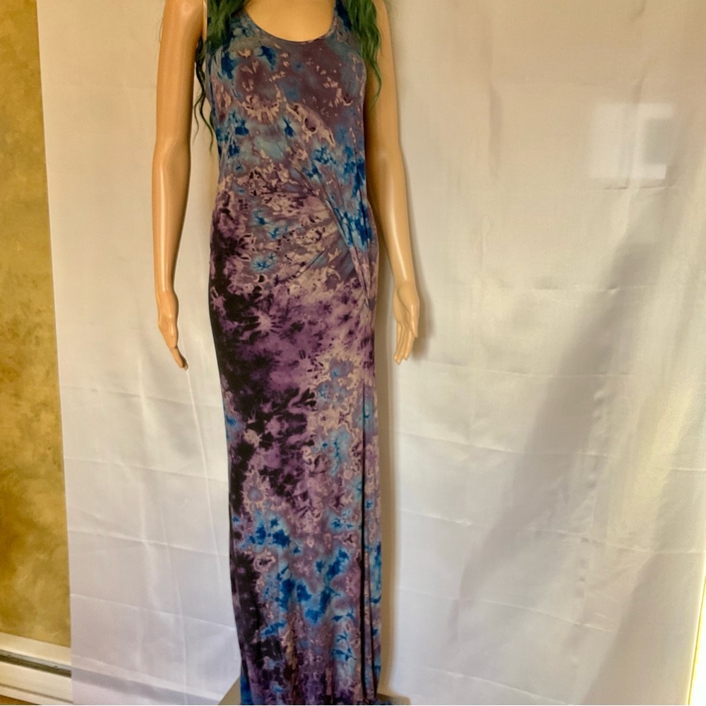 Young Fabulous & Broke Draped Twist Front Tie Dye Column Maxi Dress Boho S M